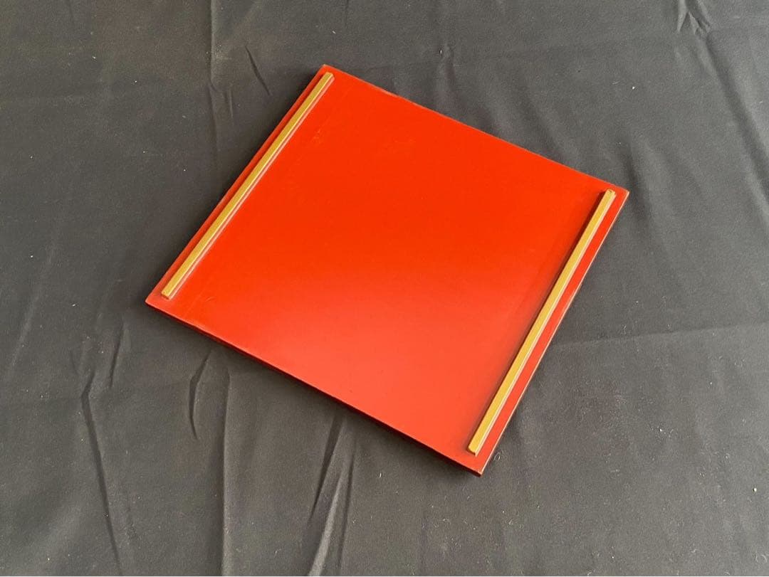 時代漆器 金銀 鴨蒔絵 紅溜 五段重箱 二枚蓋 共箱 木製 / 輪島塗