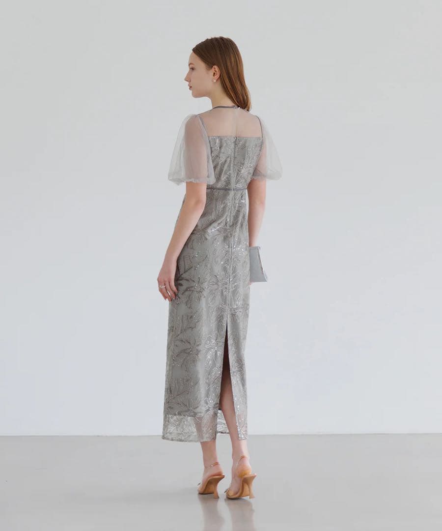 【お値下げ】leja アシンメトリーシアーフラワーワンピースドレス　オケージョン