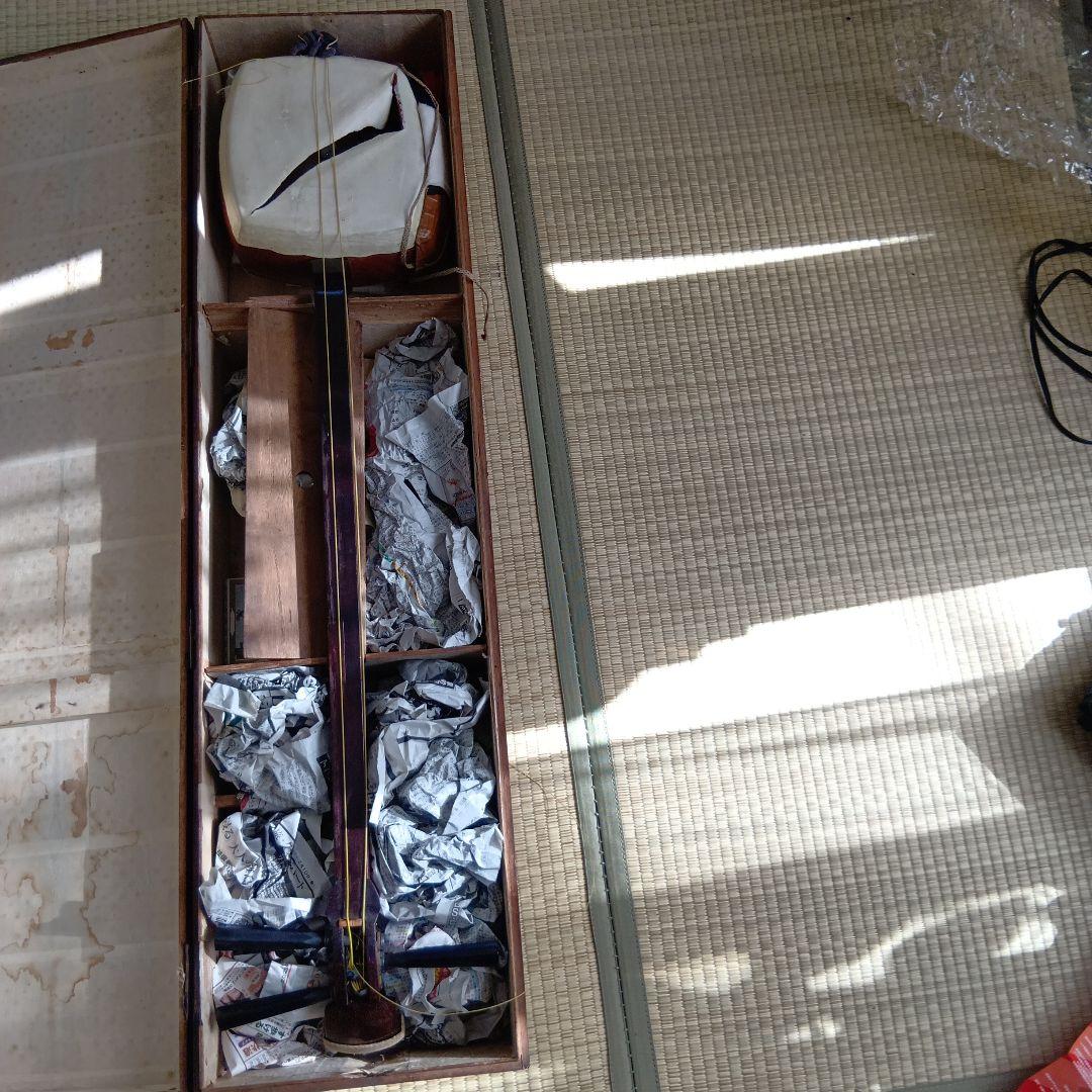 義太夫 文楽 三味線本体 木製 太棹三味線 明治7年 撥付き