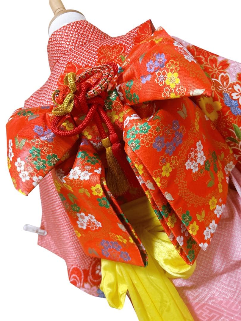 訳あり特価品♡七五三　7歳　女の子　ピンク　赤　鹿の子柄