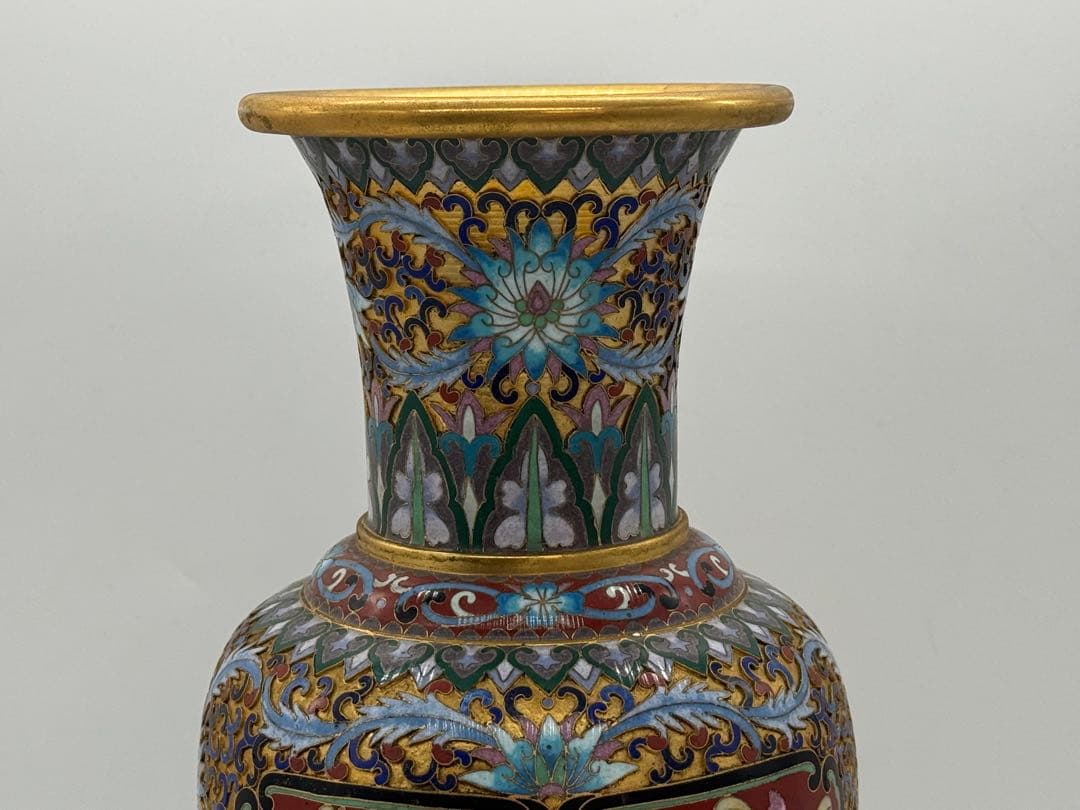 中国　七宝焼　花鳥紋瓶　送料込み260113