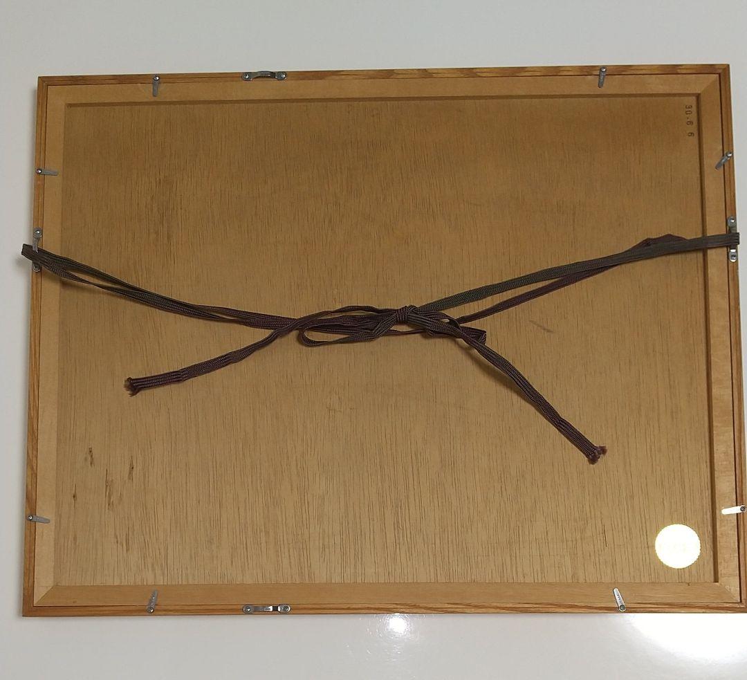 油彩画 自然風景 緑色系 木製フレーム