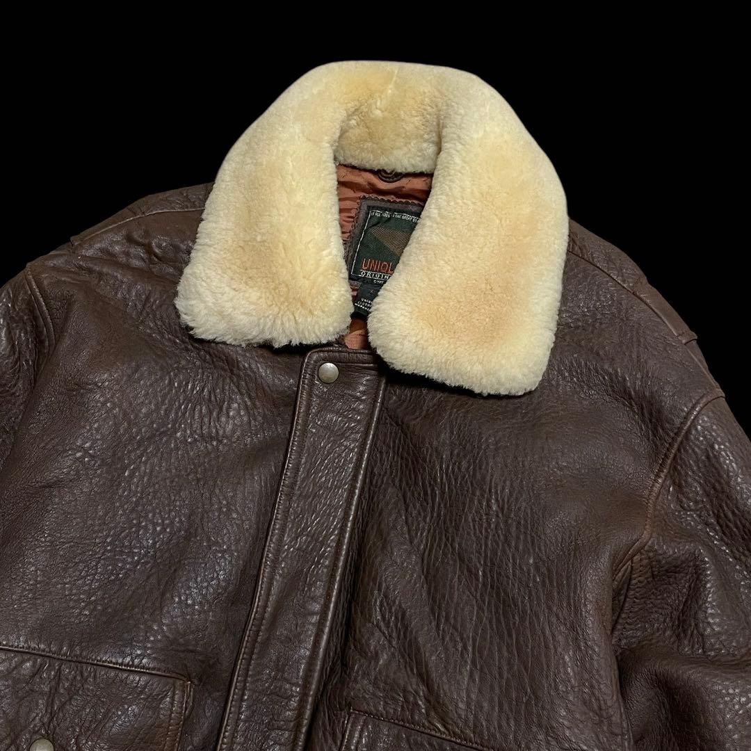 80s OLD UNIQLO G-1 レザー フライト ジャケット L ブラウン - メルカリ