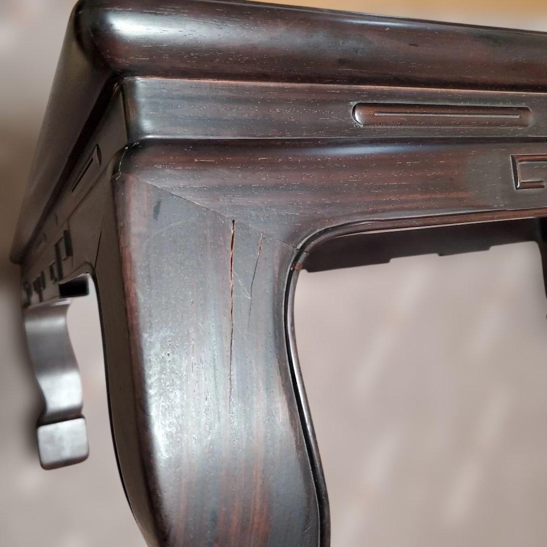 現地受渡】紫檀製ダークブラウン座卓 縦80cm×横121cm×高さ