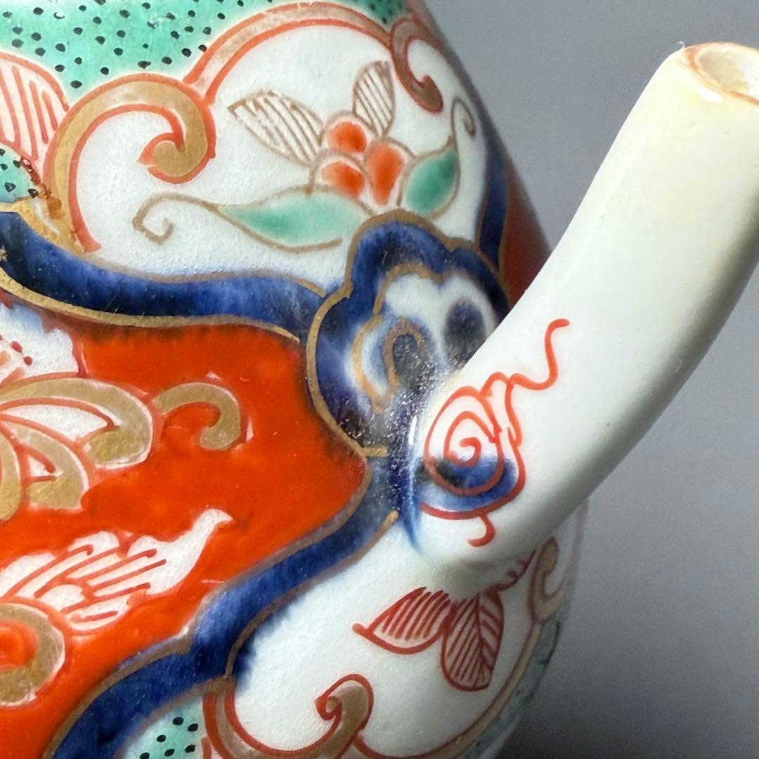 古伊万里 赤絵草花文様急須 アンティーク ティーポット 桐箱付 江戸