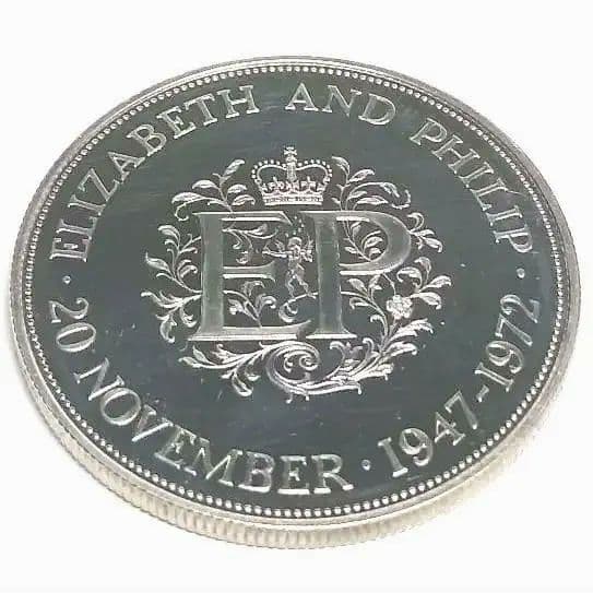 1972 エリザベス フィリップ 小売業者 御成婚25周年記念 25ペンス