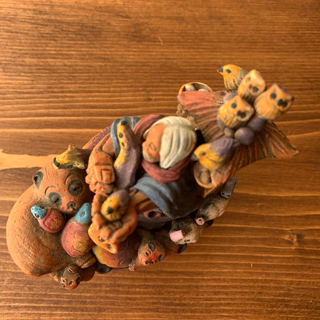 確認用　土人形　郷土玩具　民芸　フォークアート　聖書モチーフ　ノアの箱舟　置物