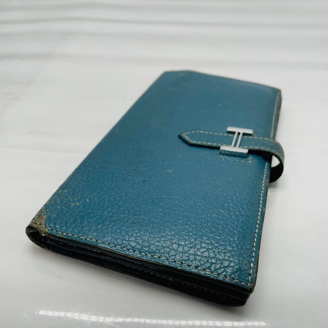 【kk/12.16/10】HERMES 財布 ベアンスフレ ヴォーエプソンブルー
