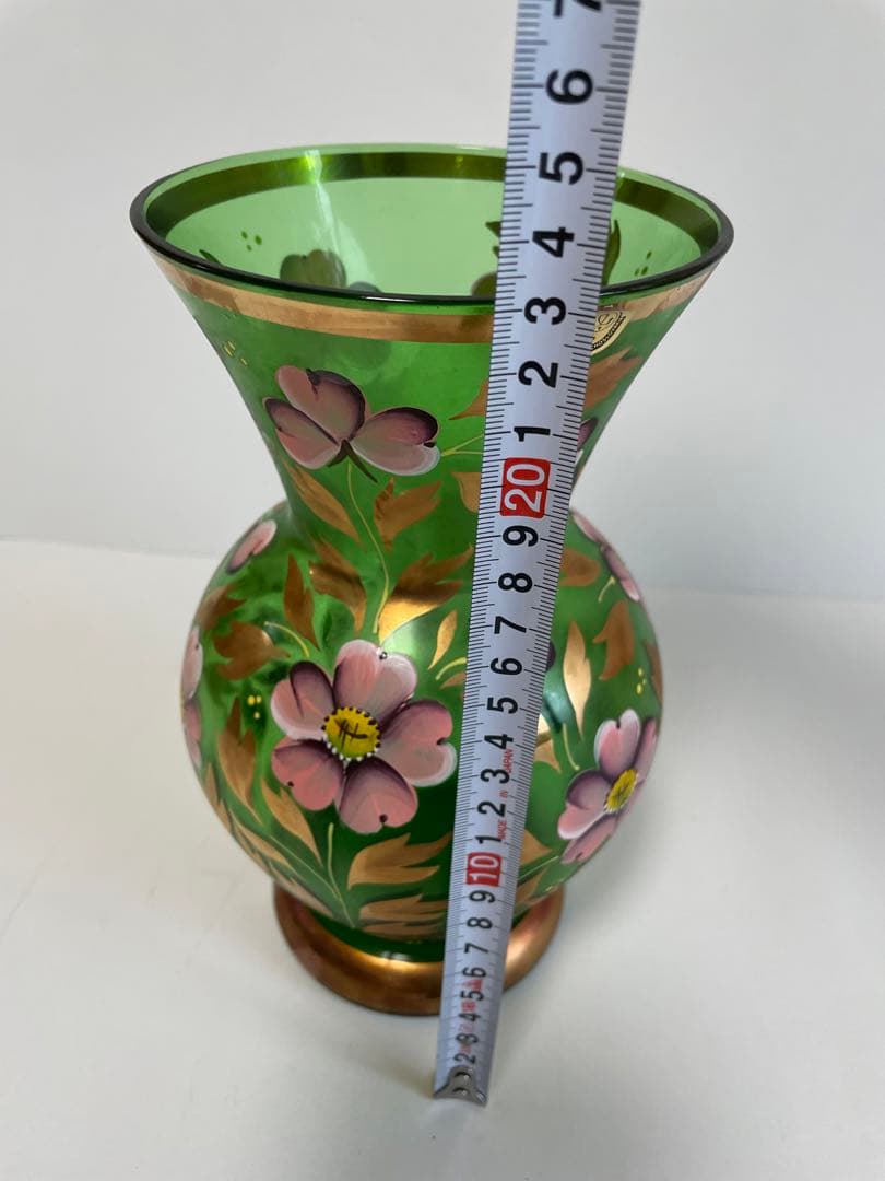 花瓶 花入 ボヘミア グラス 花柄