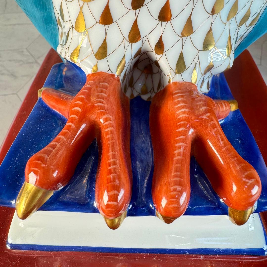 DA 1298 ヘレンド herend本の上のフクロウ 縁起物 置物 陶器