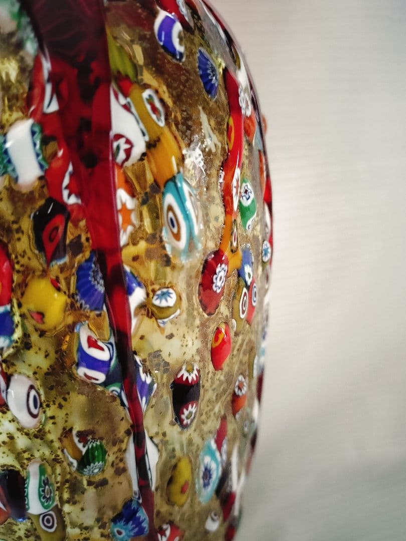 値下MURANO ムラノガラス☆約26cm 花瓶 花生 イタリア ミルフィオリ①