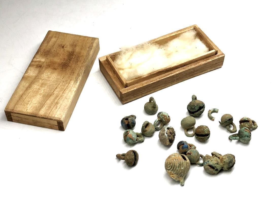クメール青銅環/鈴 】 12世紀 出土品 多数 蔵出 桐箱入り
