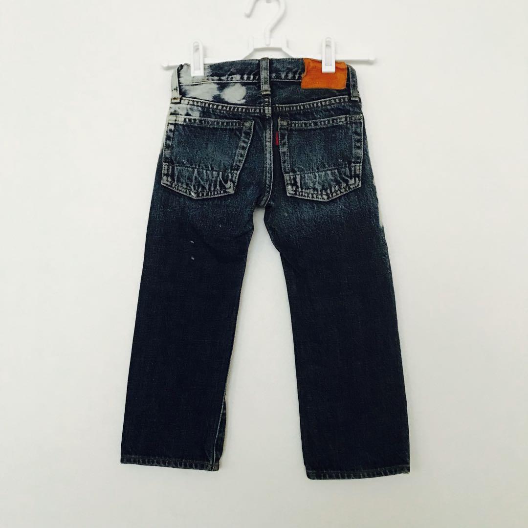 デニム&ダンガリー】ブリーチ加工デニムパンツペンキ飛ばし100cm本格