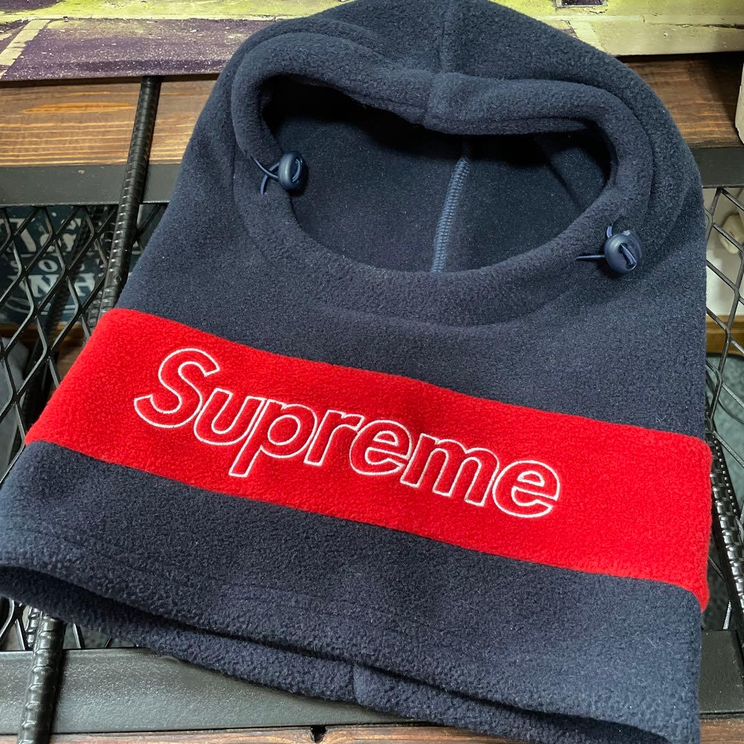 シュプリームネックウォーマー (フード付き)ネイビー／レッド - メルカリ