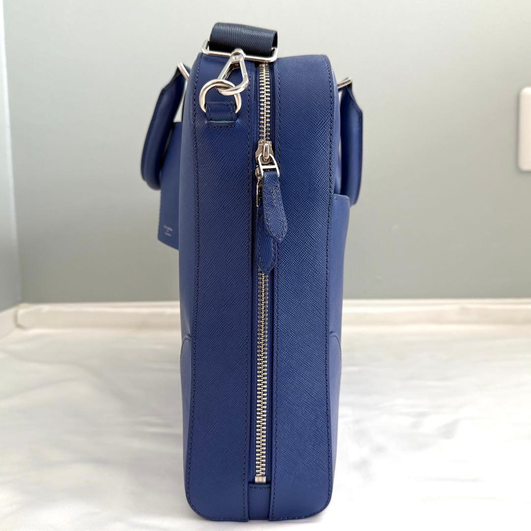 【極美品】ペッレモルビダ キャピターノ レザー ビジネスバッグ ブルー 2way