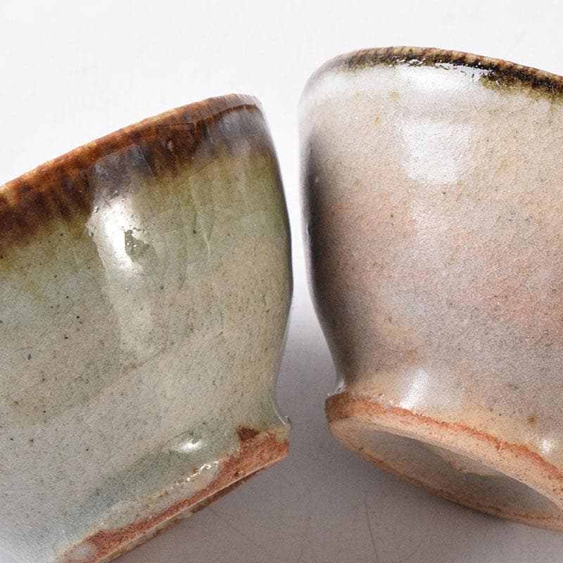 唐津焼　朝鮮唐津　煎茶碗　五客　時代箱　V　R8779