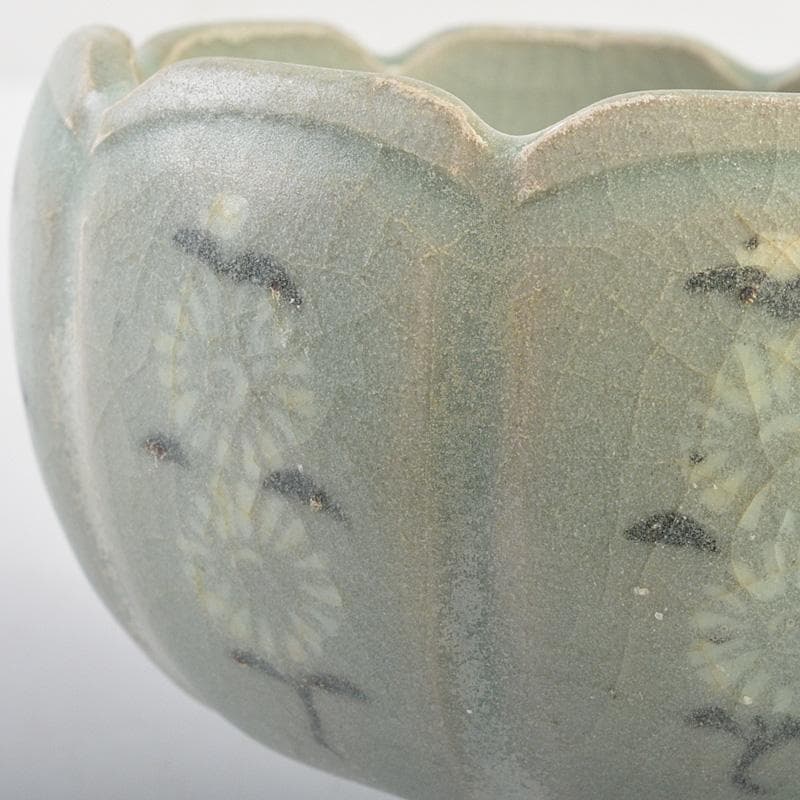 朝鮮美術 韓国 高麗青磁 象嵌花文 輪花碗 V R7162 - メルカリ