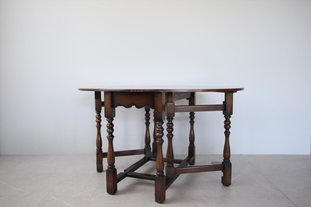 英国アンティーク木製ゲートレッグテーブル/ダイニング机バタフライ(87-235)