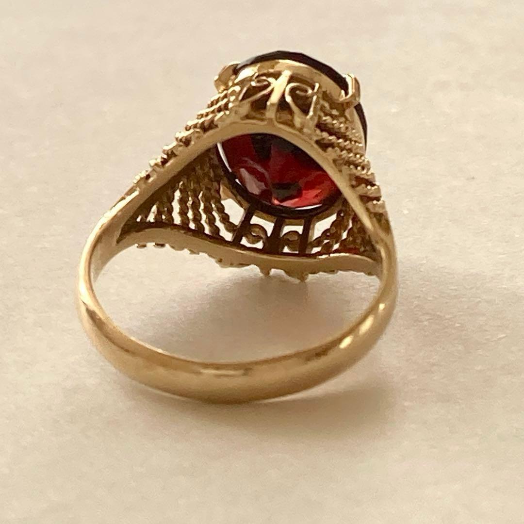 K18イエローゴールド ガーネットリング