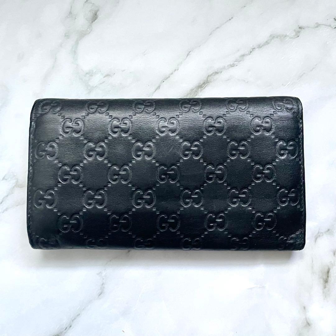 GUCCI グッチ フラップ 長財布　シマレザー　3つ折り財布　0117-②