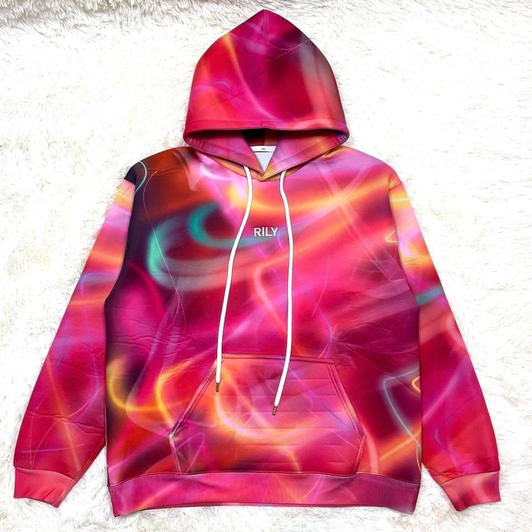 美品 RILY パーカー フード 限定品 ネオンピンク 今市隆二 L