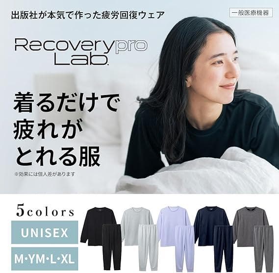 Recoverypro Lab 疲労回復ウェア 長袖クルーネック XL ネイビー