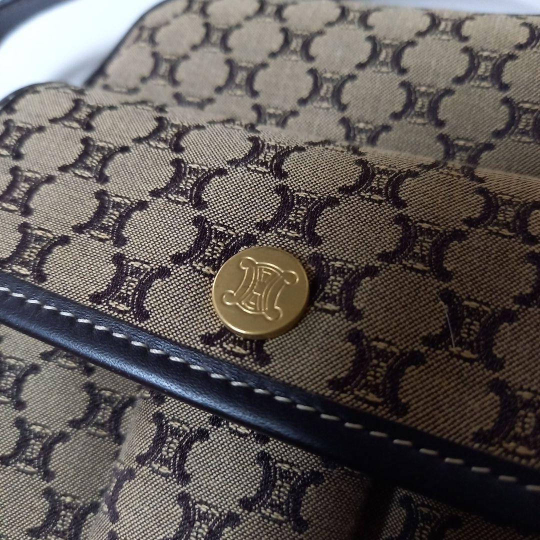 CELINE ベージュキャンバスショルダーバッグ