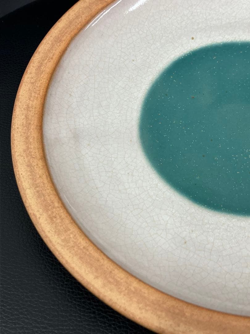 値下げ！未使用 牛ノ戸焼 中井窯 染め分け 緑抜き 大皿 鳥取