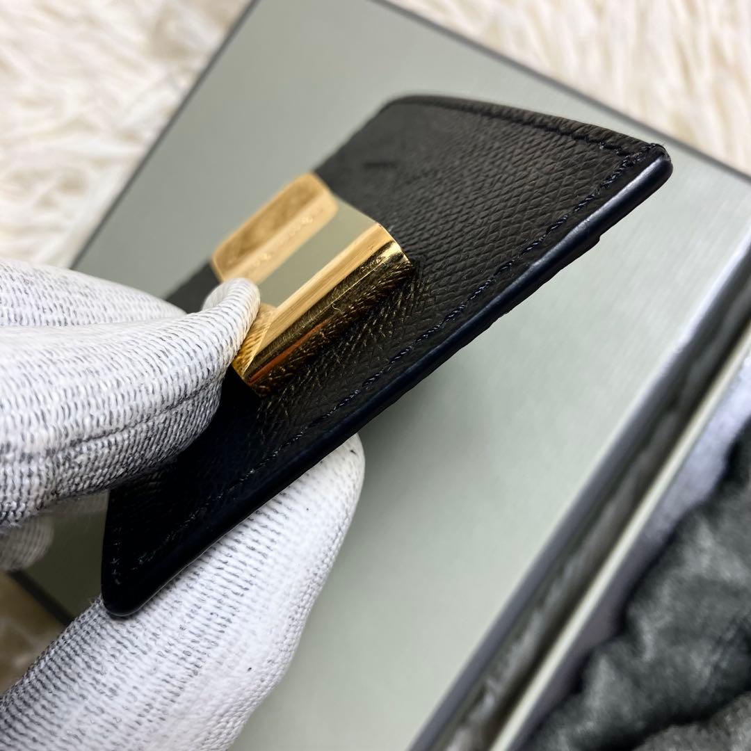 【美品】トムフォード カードケース レザーブラック ゴールドメタル 箱付き