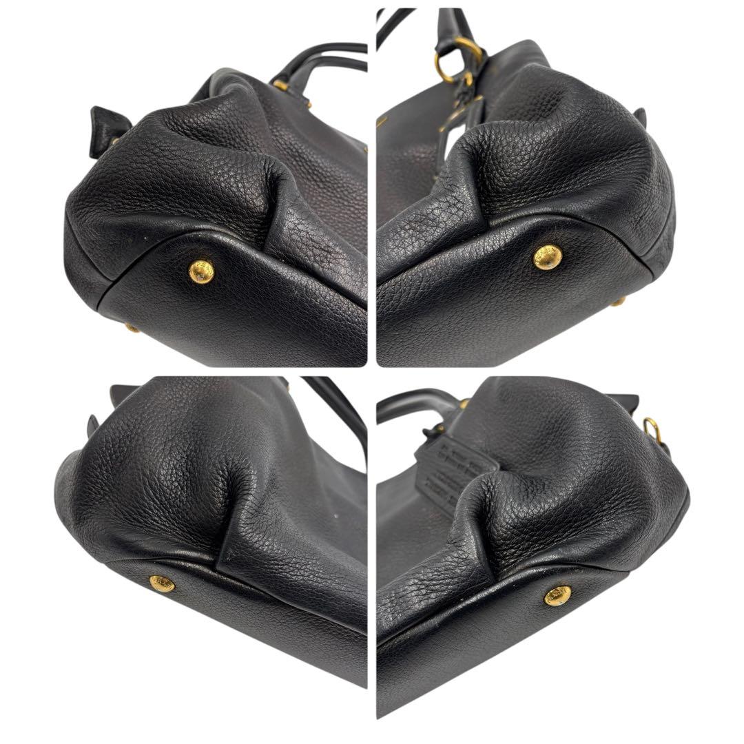 【美品】プラダ PRADAトートバッグ ハンドバッグ レザー ブラック