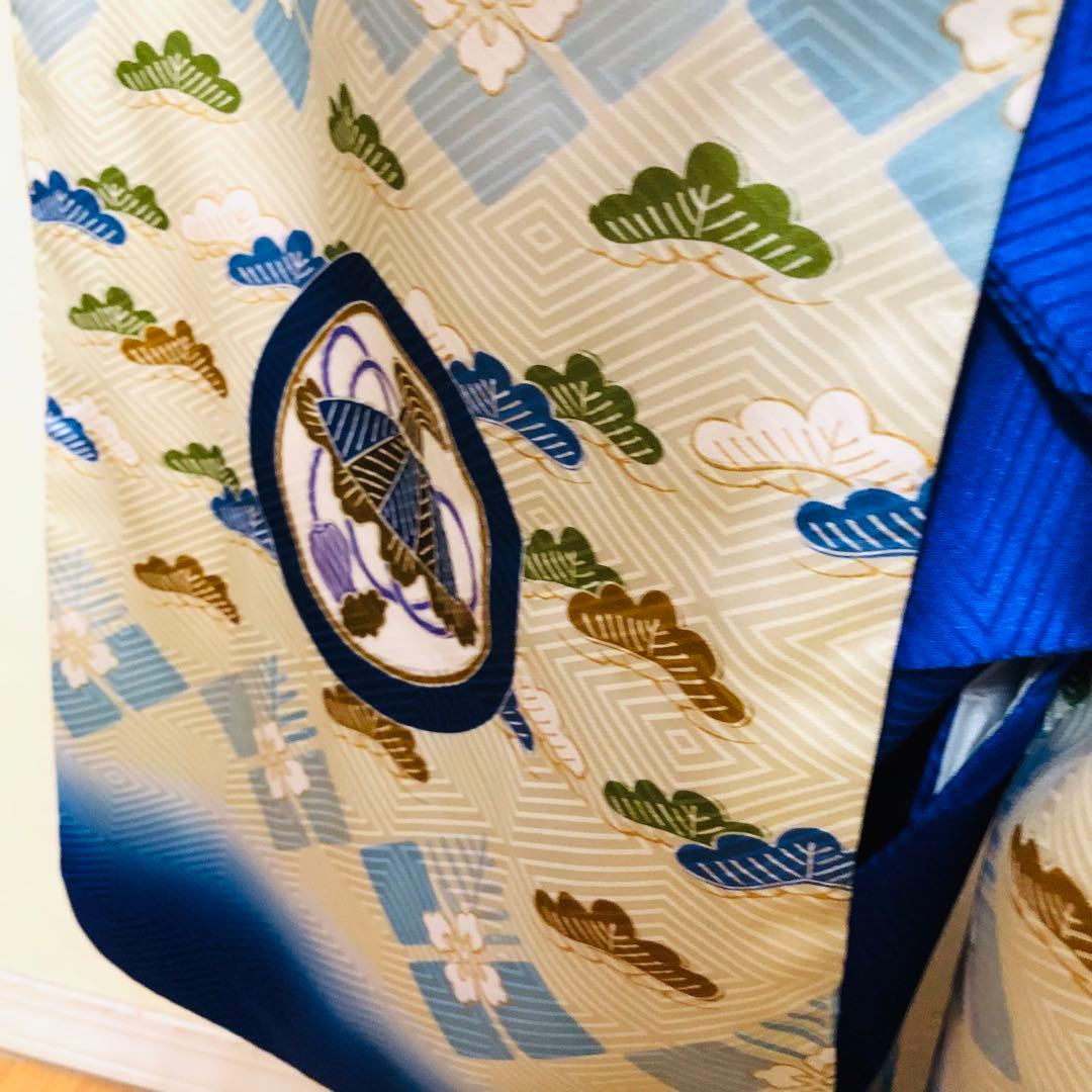 七五三 五歳‼️豪華Blue系鷹巻物金彩煌びやか❤️完全フルセット‼️家から揃える無し