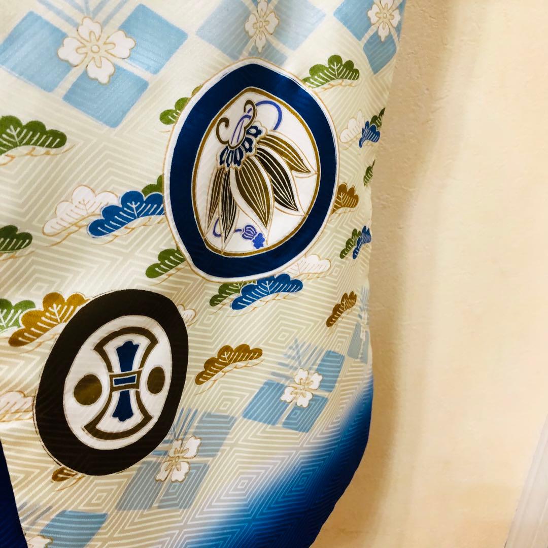 七五三 五歳‼️豪華Blue系鷹巻物金彩煌びやか❤️完全フルセット‼️家から揃える無し