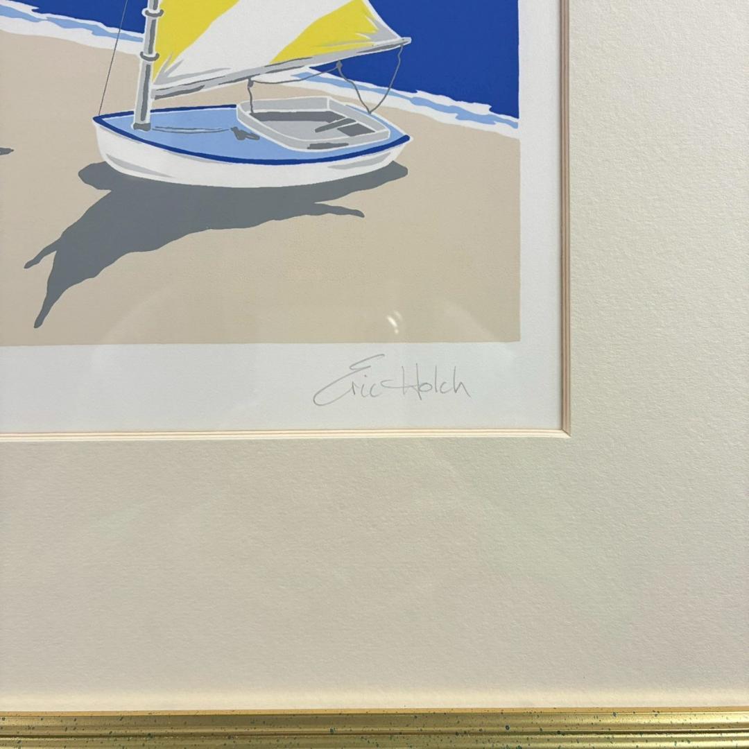 美品 エリック・ホルク「サマーパレス」シルクスクリーン 直筆サイン入り 額縁入り