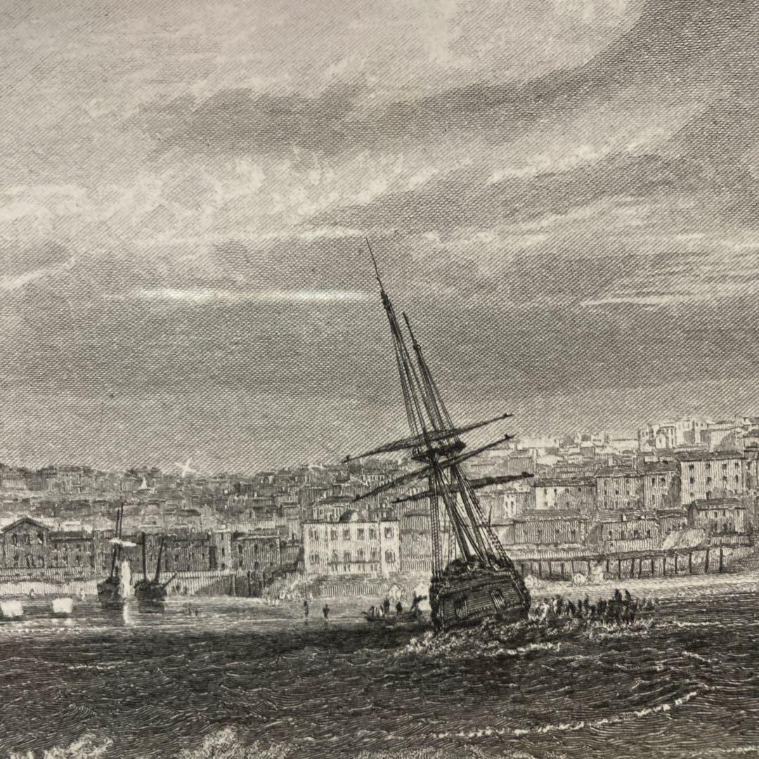 ウィリアム ターナー「フェルモス海岸」銅版画約16×24額縁37×44.6 cm