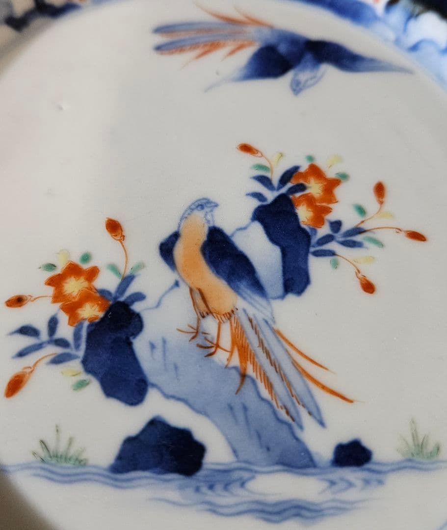 名品❗】江戸時代後期 柿右衛門様式 染錦 双鳥に 梅花 紅葉