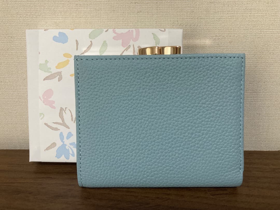皇居 限定 がま口 財布 ペールブルー 東御苑 本丸 売店 本革 水色 皇居
