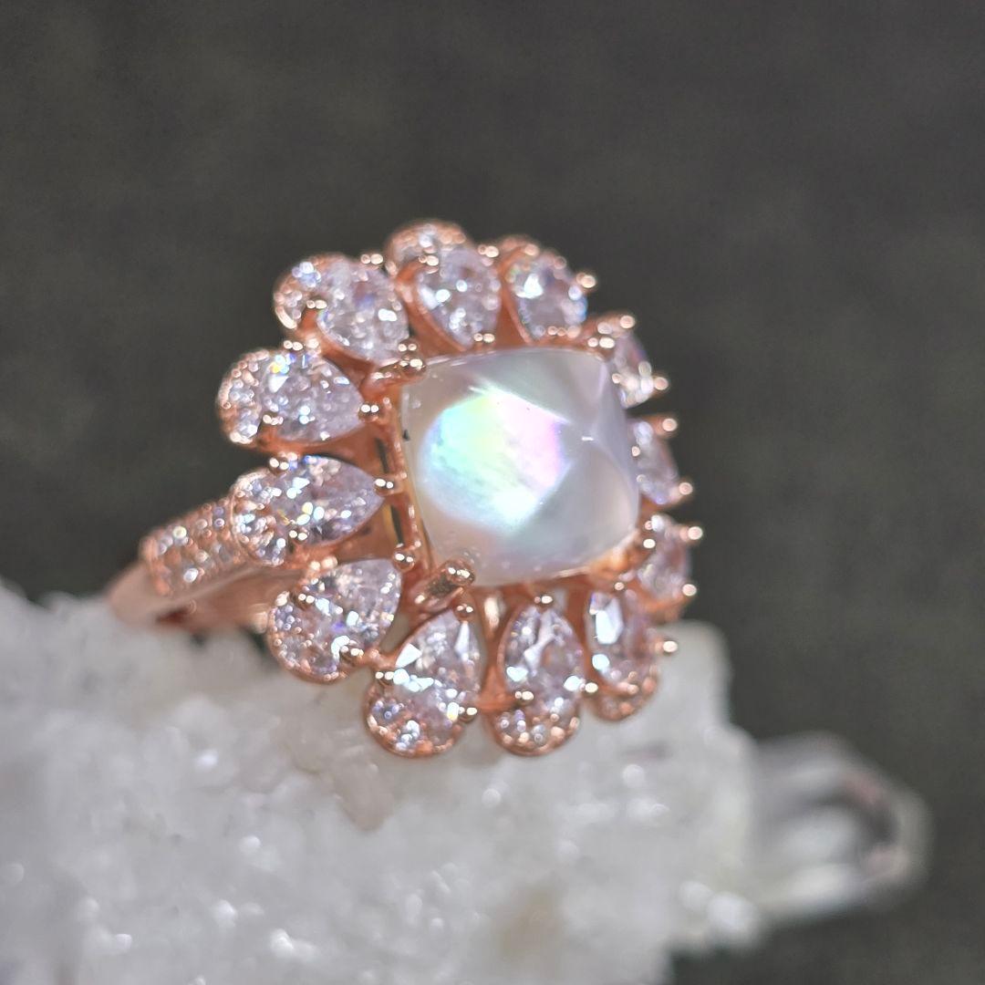 天然水晶xマザーオブパール　リング　天然水晶　マザーオブパール　指輪