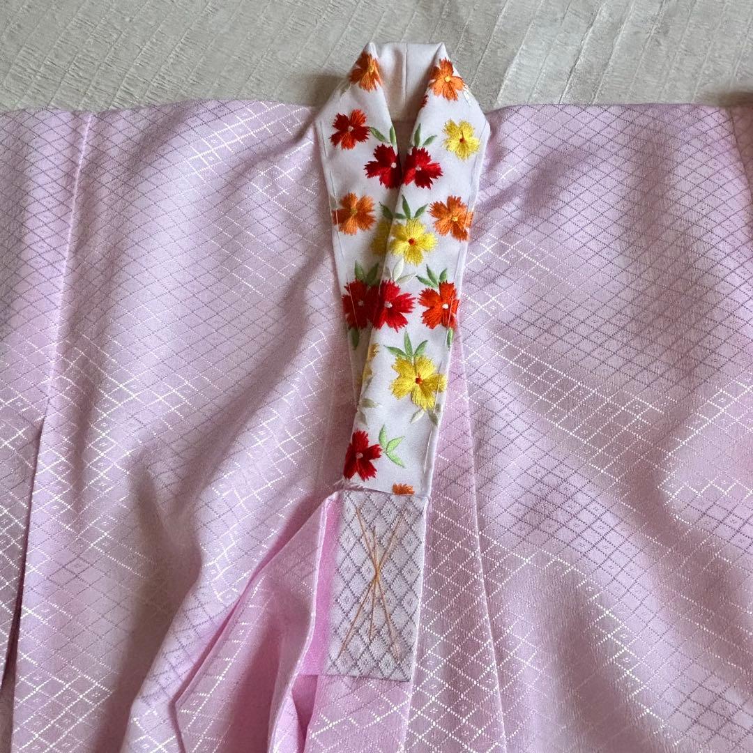 七五三 3歳 フルセット 着物 753 絹 被布 ピンク 三歳 赤 草履