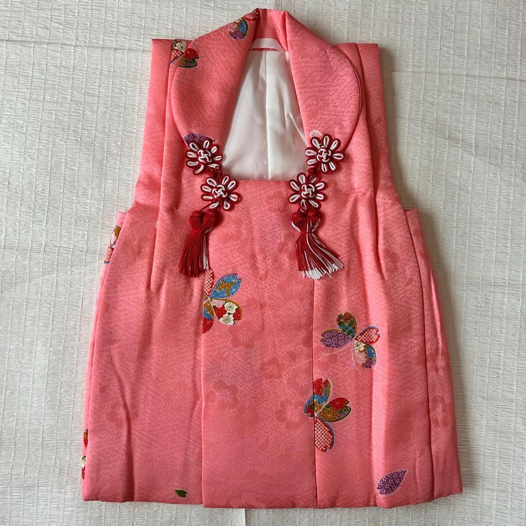 七五三 3歳 フルセット 着物 753 絹 被布 ピンク 三歳 赤 草履