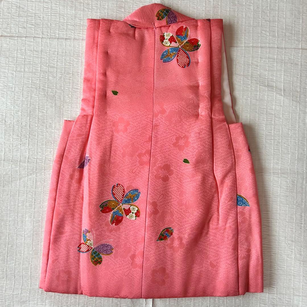 七五三 3歳 フルセット 着物 753 絹 被布 ピンク 三歳 赤 草履