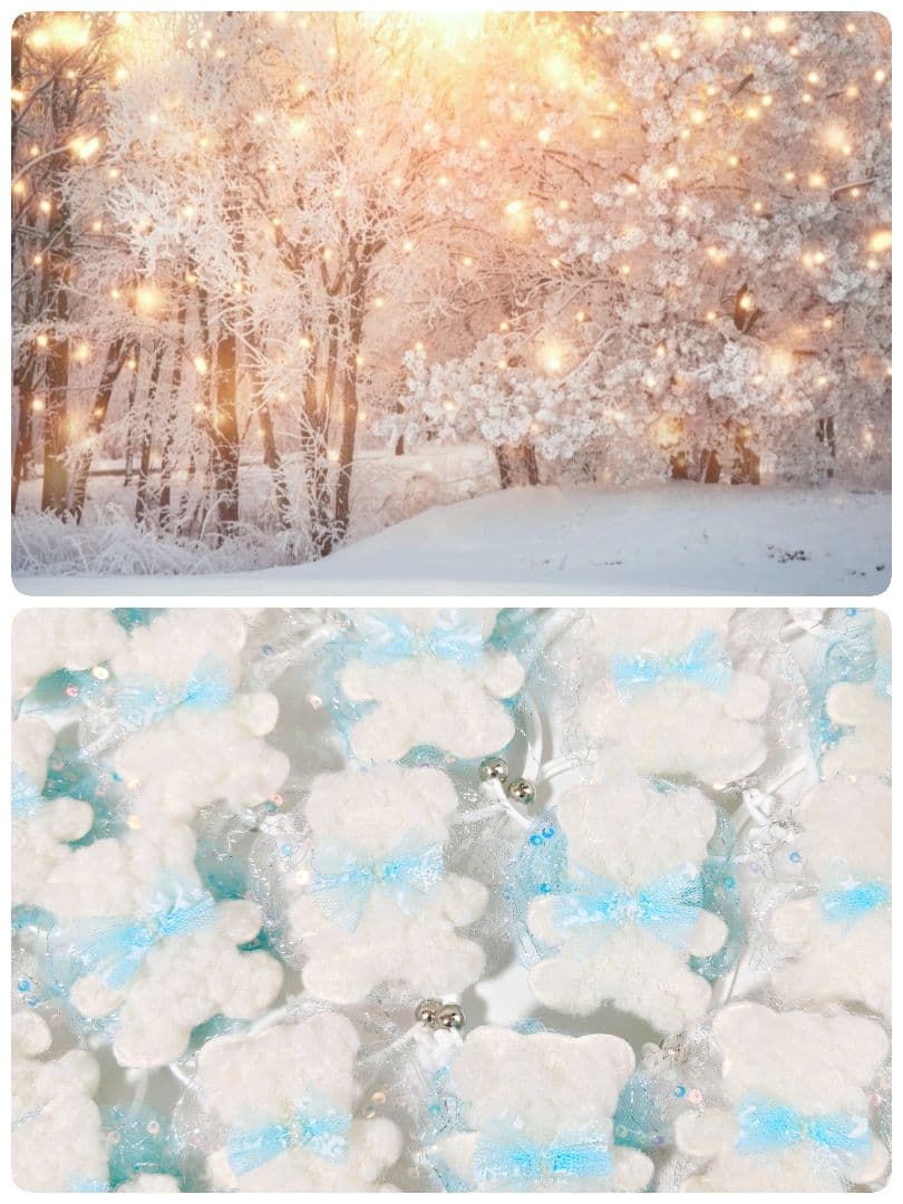 業務用トリミングチョーカー65個+背景布 1月 白くまちゃん 雪の