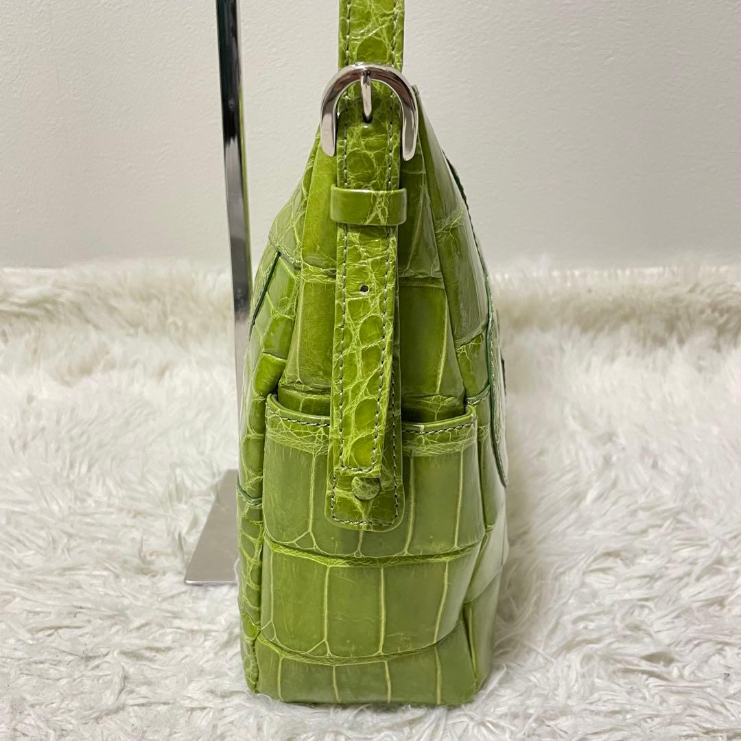 極美品/希少色　JRA認証　リアルクロコダイル　2wayショルダーバッグ　緑