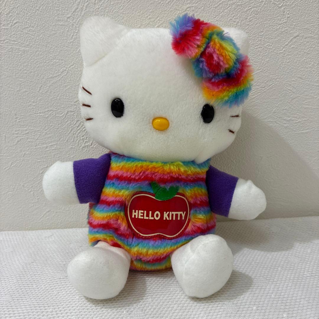サンリオ ハローキティ カラフル 虹色 ぬいぐるみ 2001年製 レア