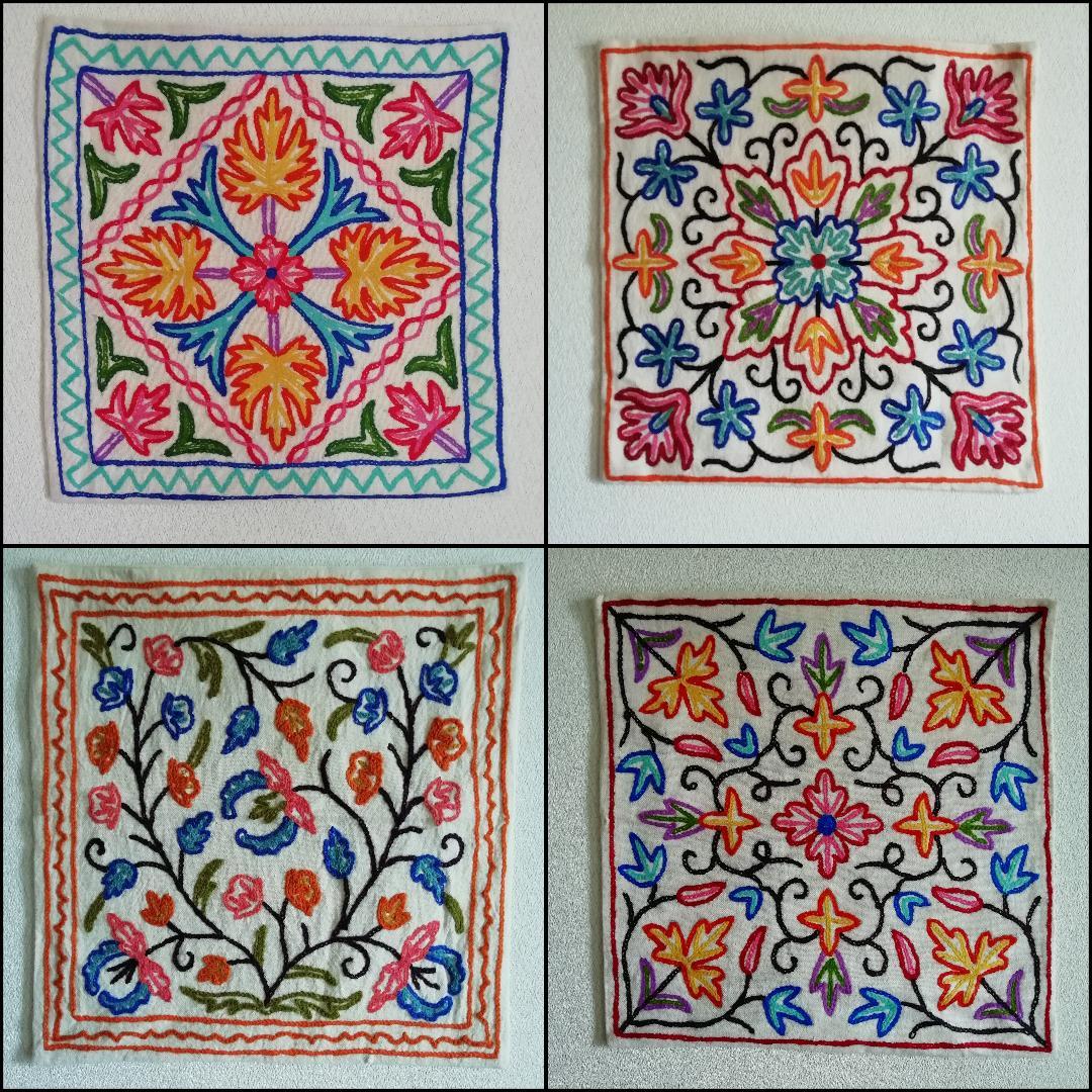 【雑貨屋・仕入れ】花柄クッションカバー（刺繍・ハンドメイド）