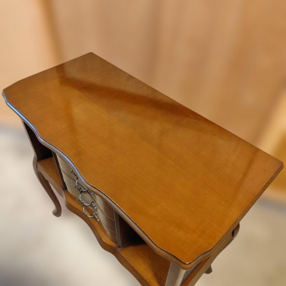 アンティーク調 猫脚コンソールデスク サイドチェスト かごめ編み