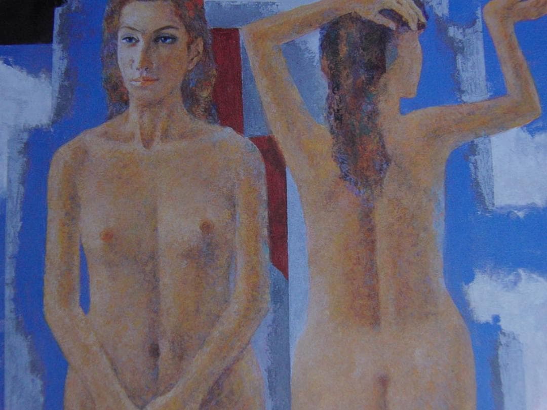 小川博史、【白い雲の日】、希少な額装用画集より、新品額装付