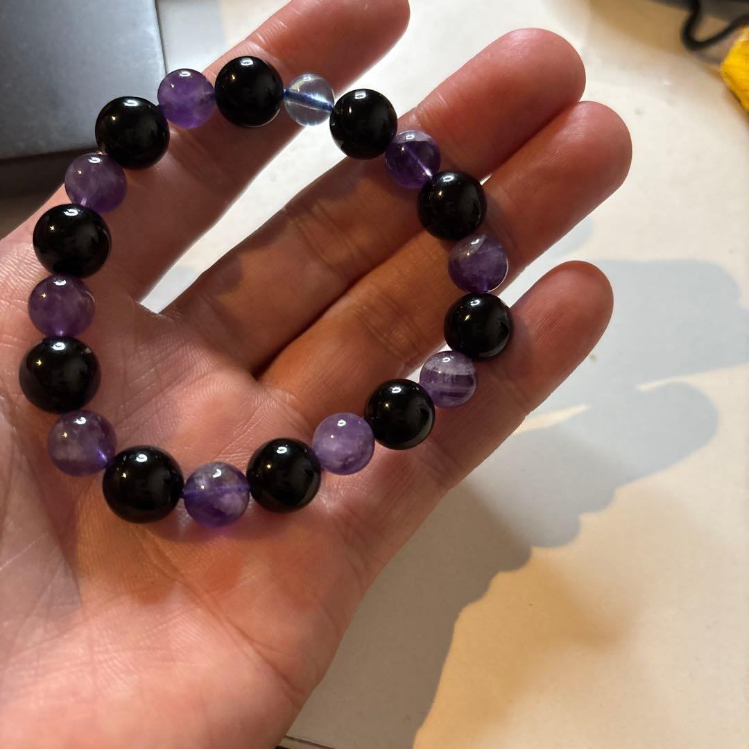 モリオンとアメジストで魔除けが最強化したかも！綺麗！さらにアクアマリンも！