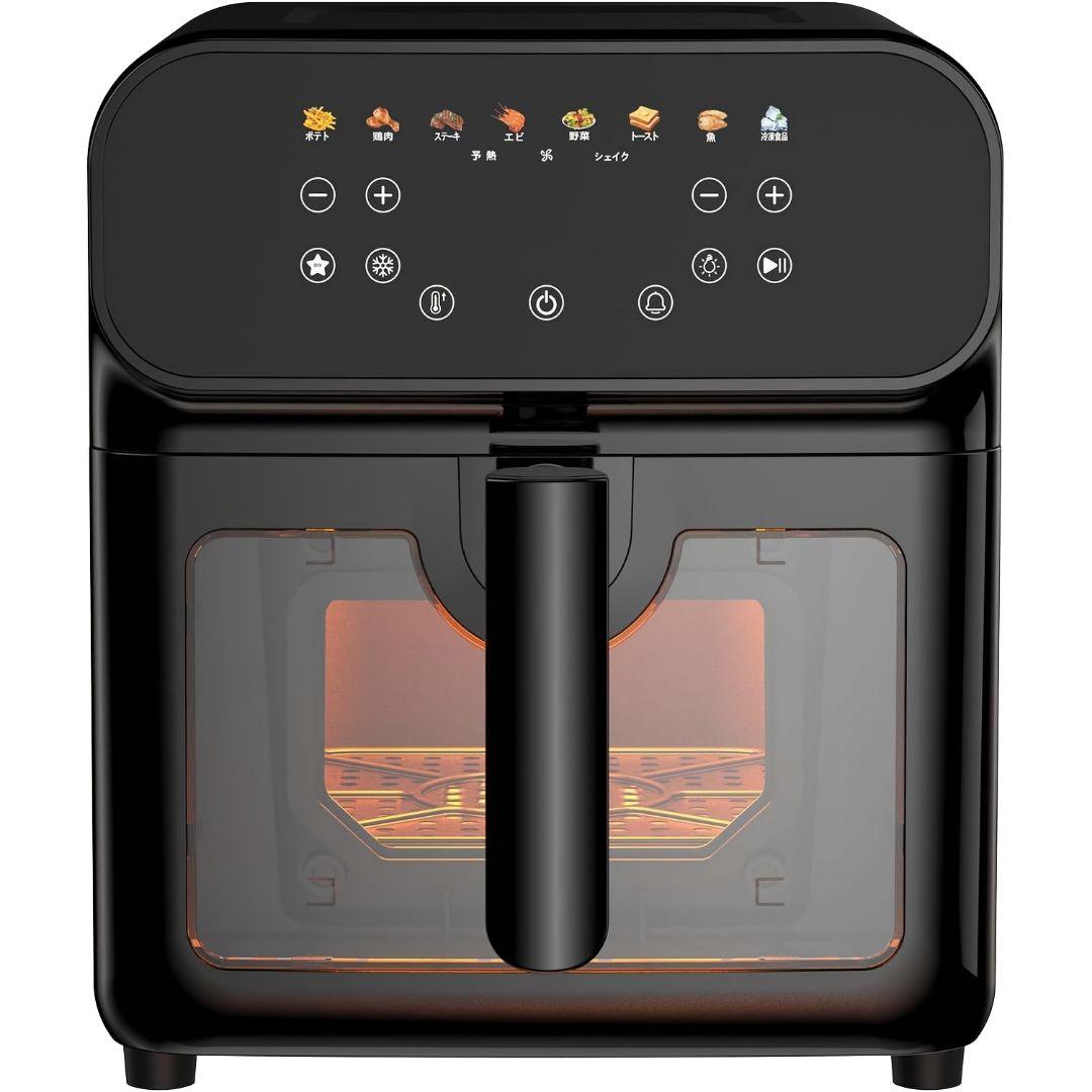 エアフライヤー 6.2L ヘルシーノンフライ タッチパネル 可視窓 ブラック