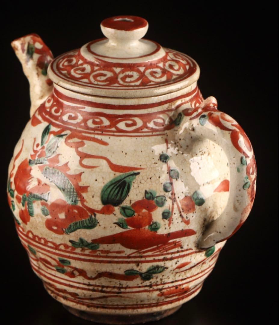 煎茶道具　赤絵水注　急須　江戸後期