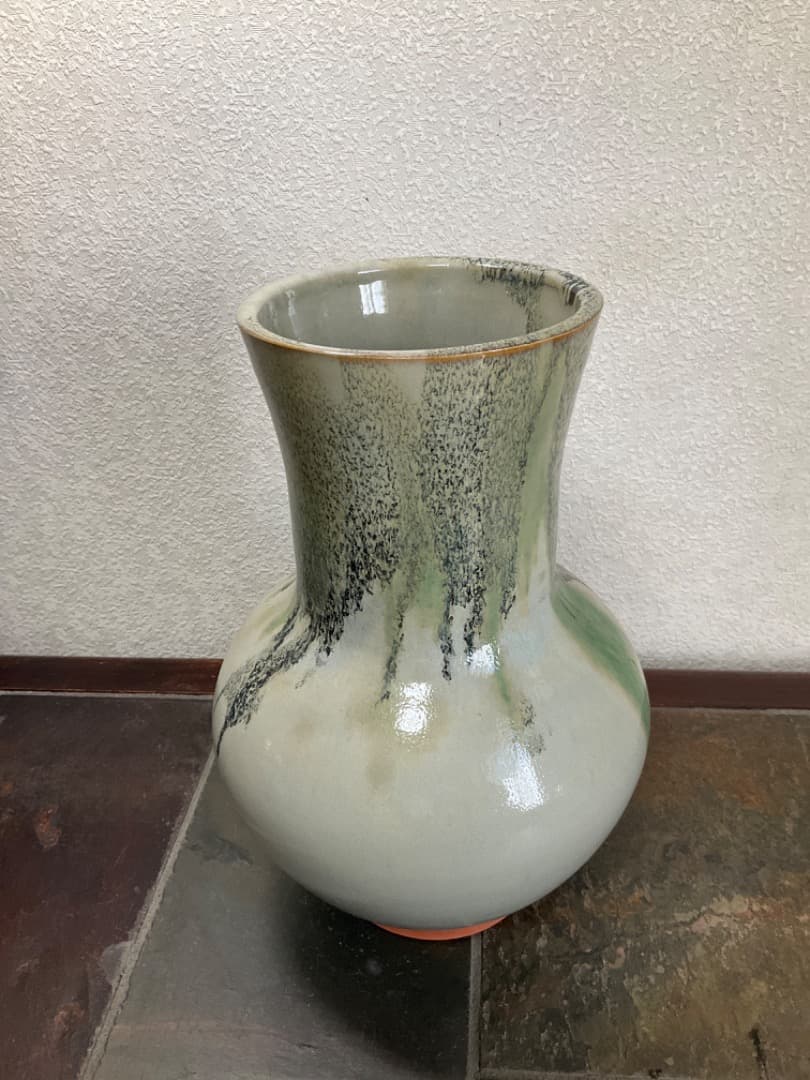 奈良赤膚焼　大塩昭山　大型花瓶　花器　花入